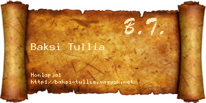 Baksi Tullia névjegykártya